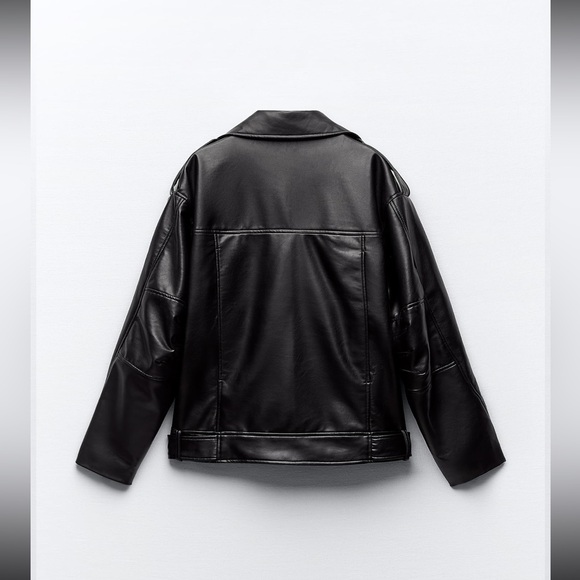 Zara Oversized faux leather biker jacket - Picture 4 of 6